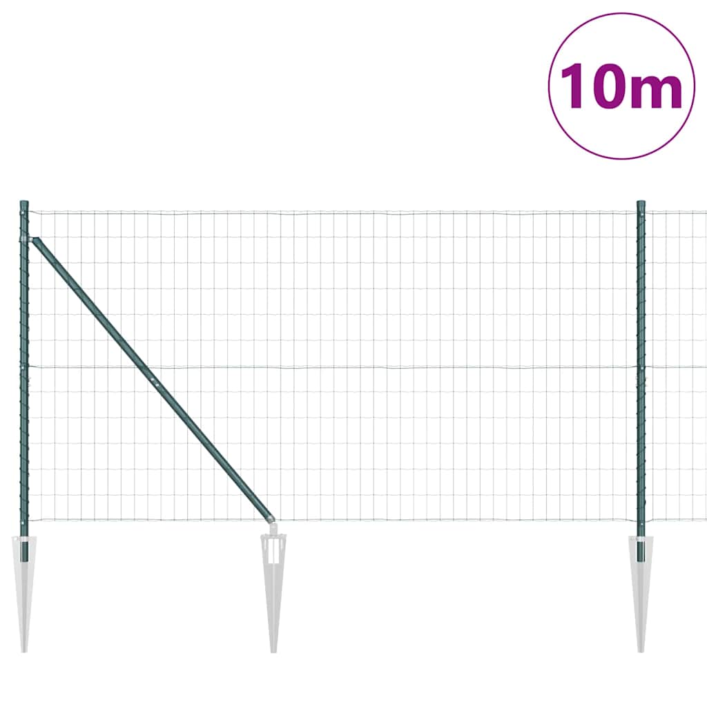 Vidaxl hek met paal groen 1,4 x 10 m staal en pvc