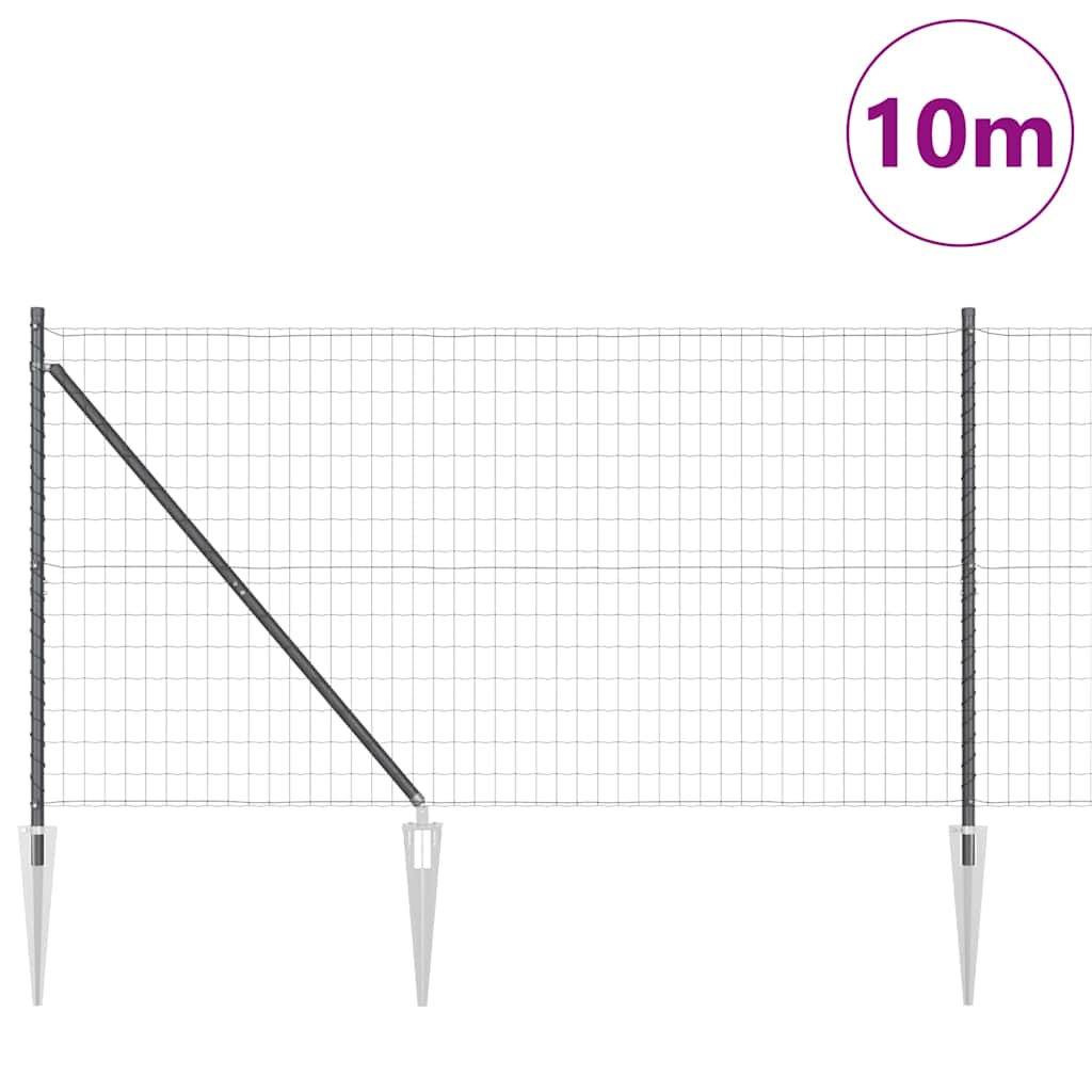 Vidaxl hek met paal grijs 1,2 x 10 m staal en pvc