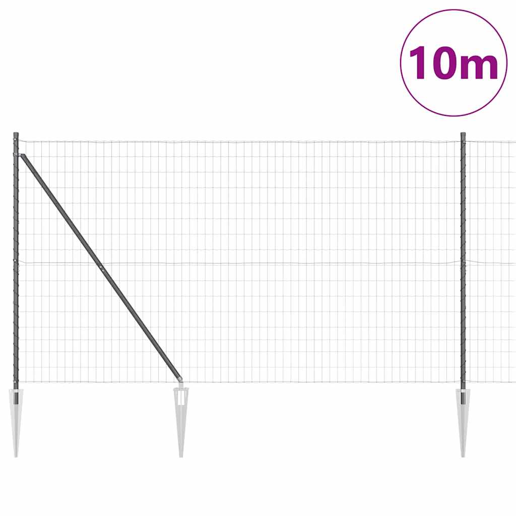 Vidaxl hek met paal grijs 1,6 x 10 m staal en pvc