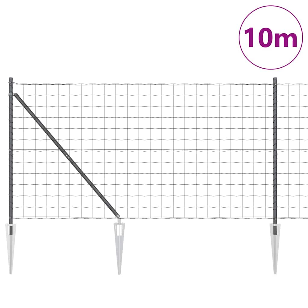 Vidaxl hek met paal grijs 1,2 x 10 m staal