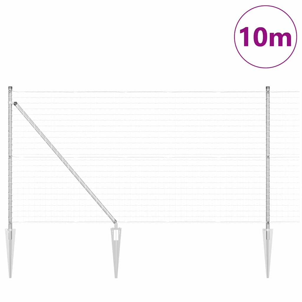 Vidaxl hek met paal zilver 1 x 10 m staal