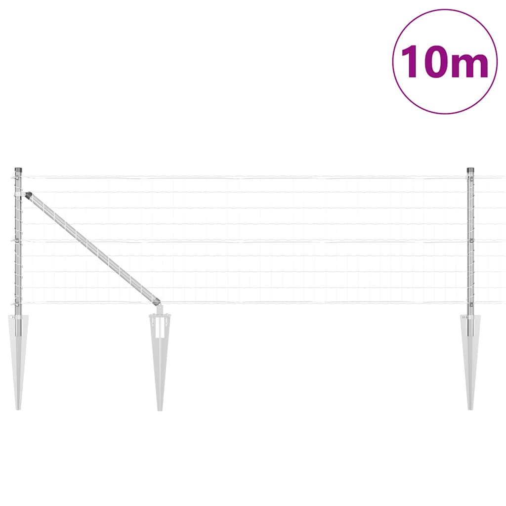 Vidaxl hek met paal zilver 0,8 x 10 m staal