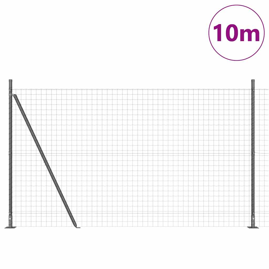 Vidaxl hek met paal grijs 1,4 x 10 m staal en pvc