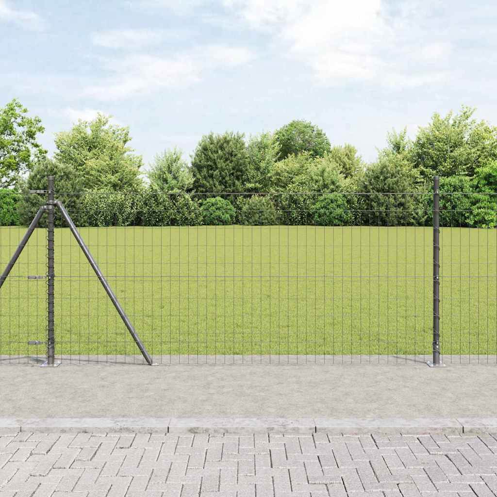 Vidaxl hek met paal grijs 0,8 x 25 m staal en pvc