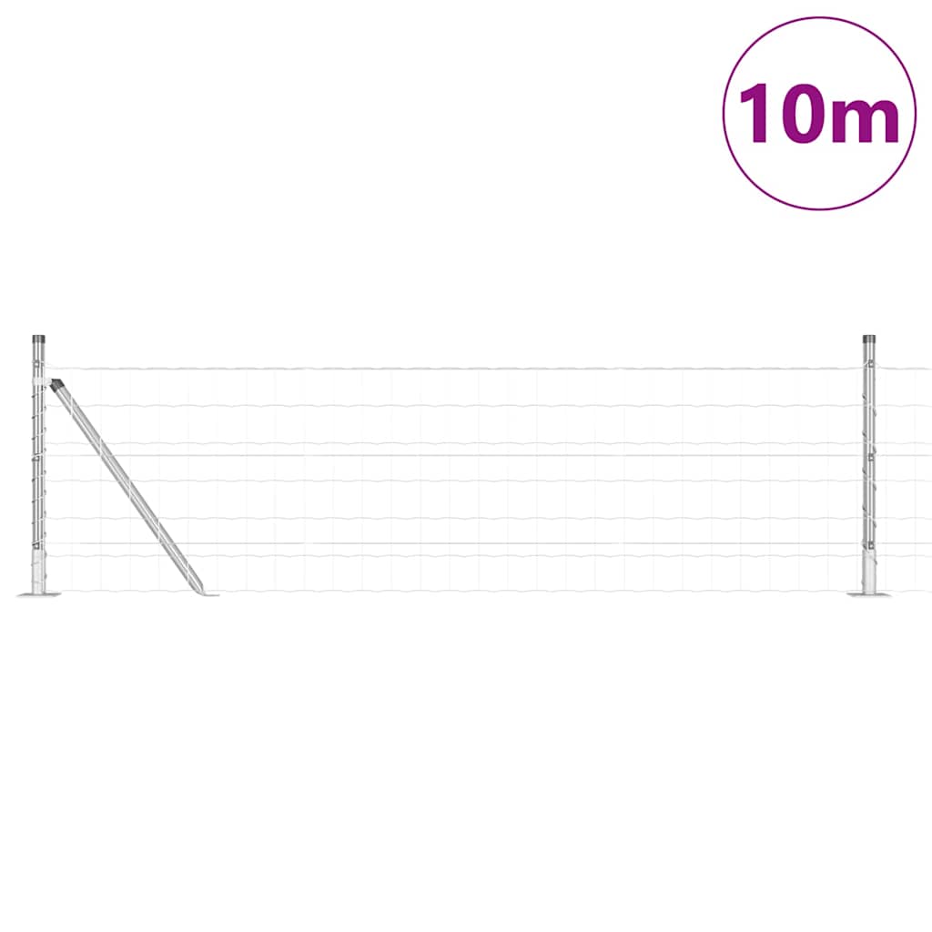 Vidaxl hek met paal zilver 0,4 x 10 m staal