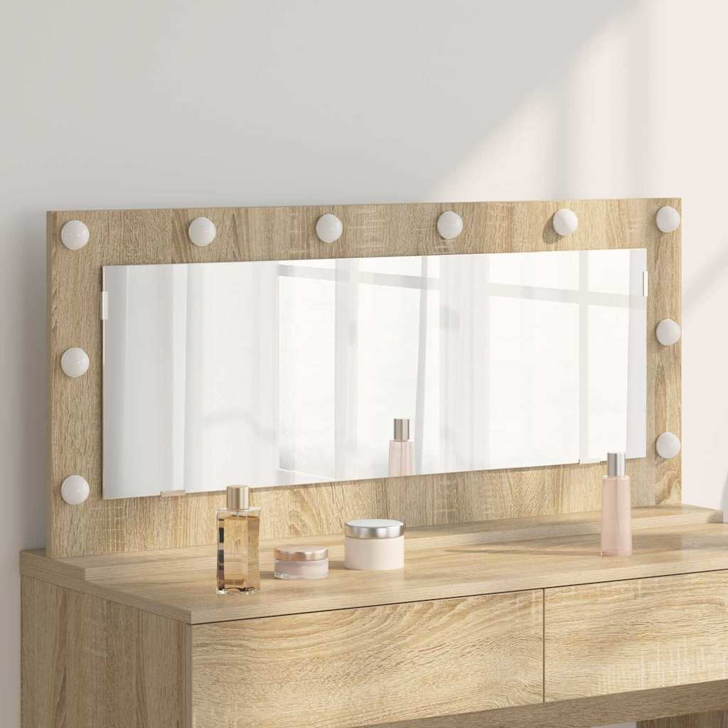 Vidaxl schmink spiegel rechthoekig sonoma eiken 100 x 45 x 18 cm