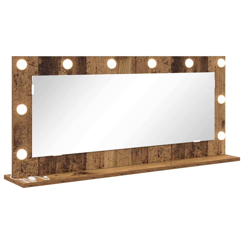 Vidaxl schmink spiegel rechthoekig oudhout 100 x 45 x 18 cm