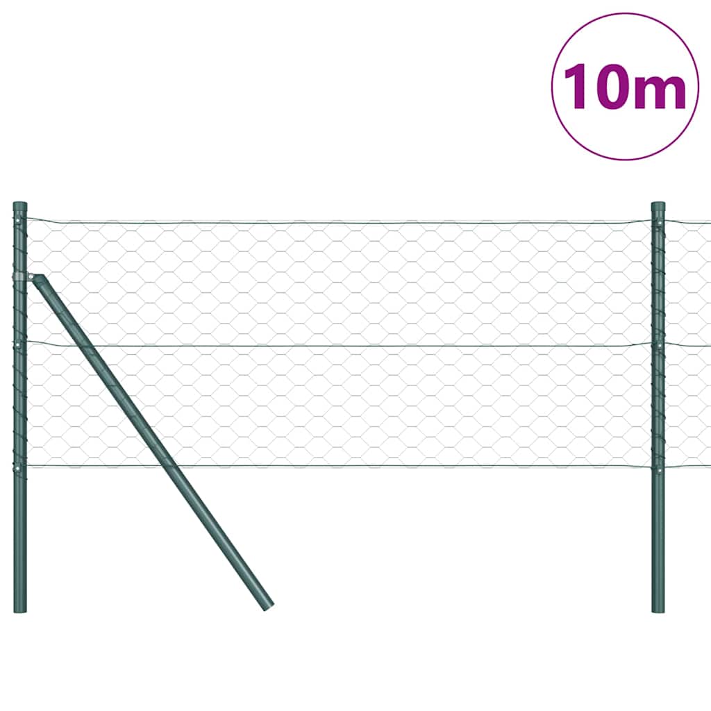 Vidaxl afrasteringspaal groen 10 x 0,6 m (50 mm gaas) staal en pvc
