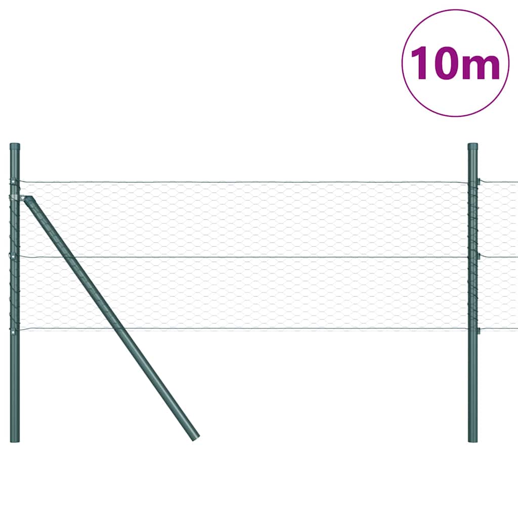 Vidaxl afrasteringspaal groen 10 x 0,8 m (25 mm gaas) staal en pvc