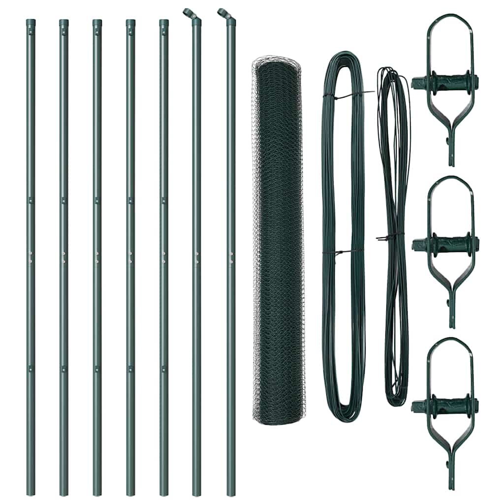 Vidaxl afrasteringspaal groen 10 x 1 m (25 mm gaas) staal en pvc