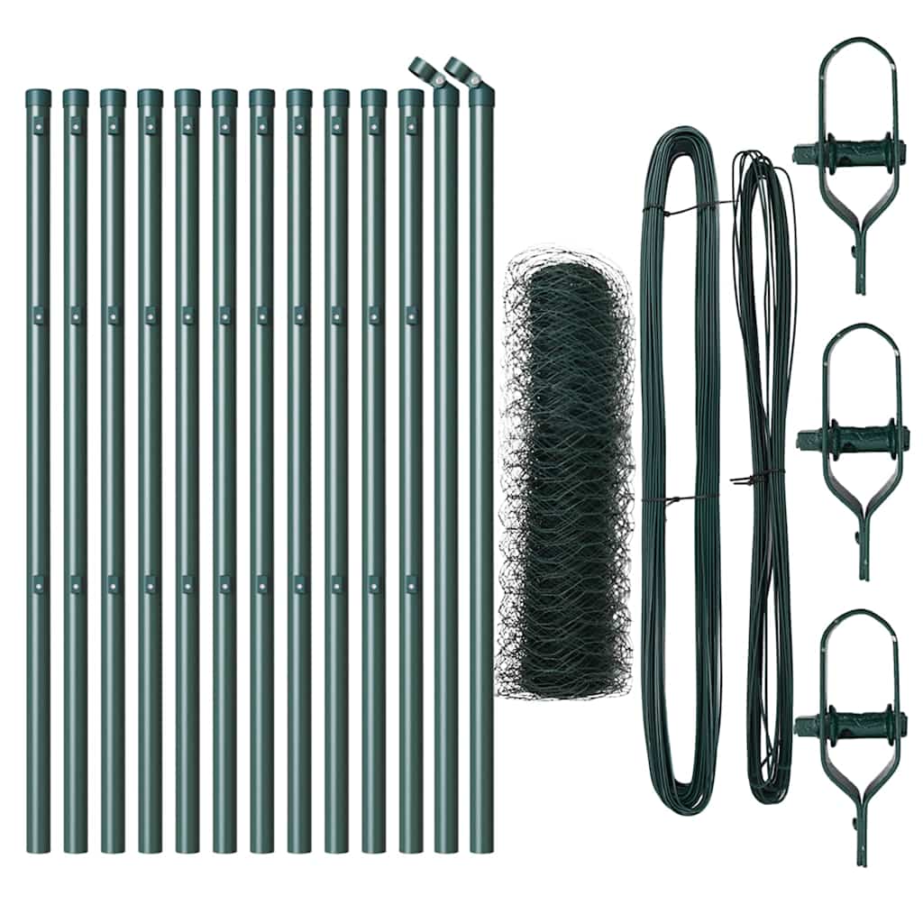 Vidaxl afrasteringspaal groen 25 x 0,4 m (50 mm gaas) staal en pvc