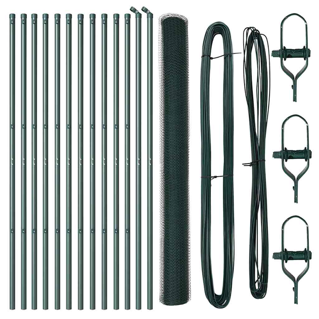 Vidaxl afrasteringspaal groen 25 x 1,6 m (25 mm gaas) staal en pvc