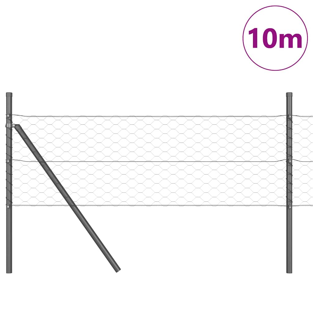 Vidaxl afrasteringspaal grijs 10 x 0,8 m (50 mm gaas) staal en pvc