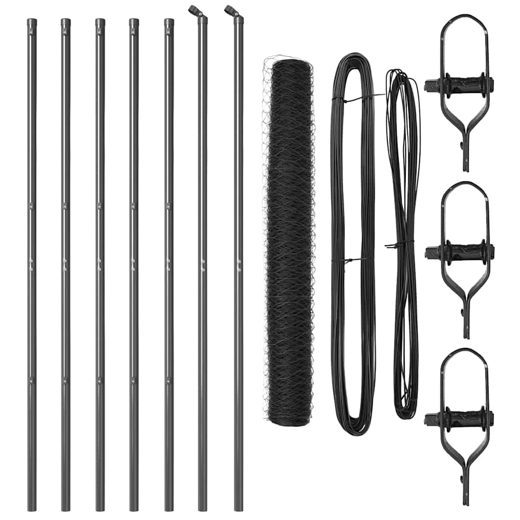 Vidaxl afrasteringspaal grijs 10 x 1 m (36 mm gaas) staal en pvc