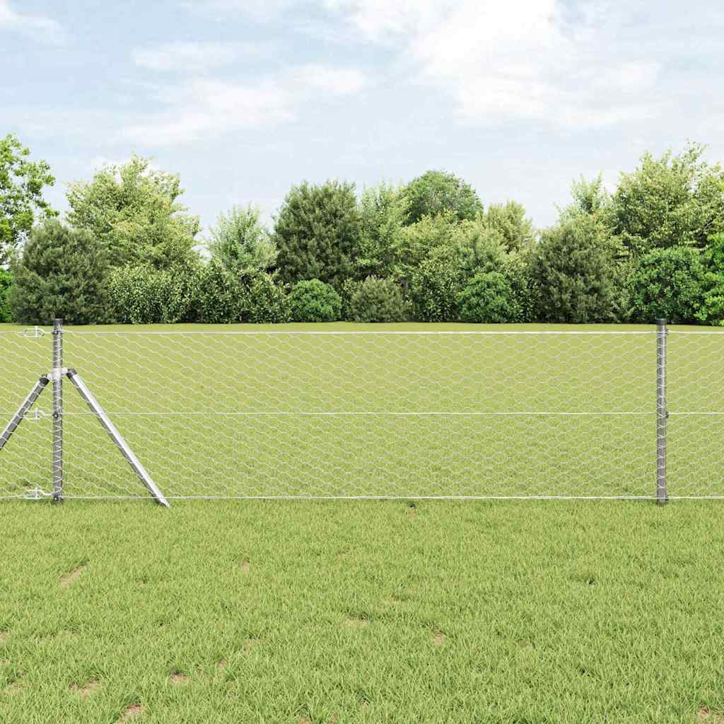 Vidaxl afrasteringspaal zilver 10 x 0,6 m (36 mm gaas) staal