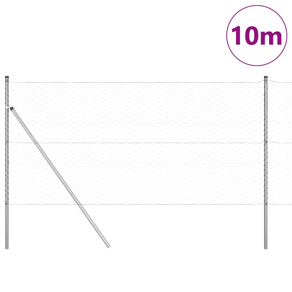 Vidaxl afrasteringspaal zilver 10 x 1,4 m (50 mm gaas) staal
