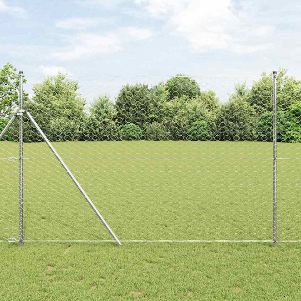Vidaxl afrasteringspaal zilver 25 x 1,6 m (50 mm gaas) staal