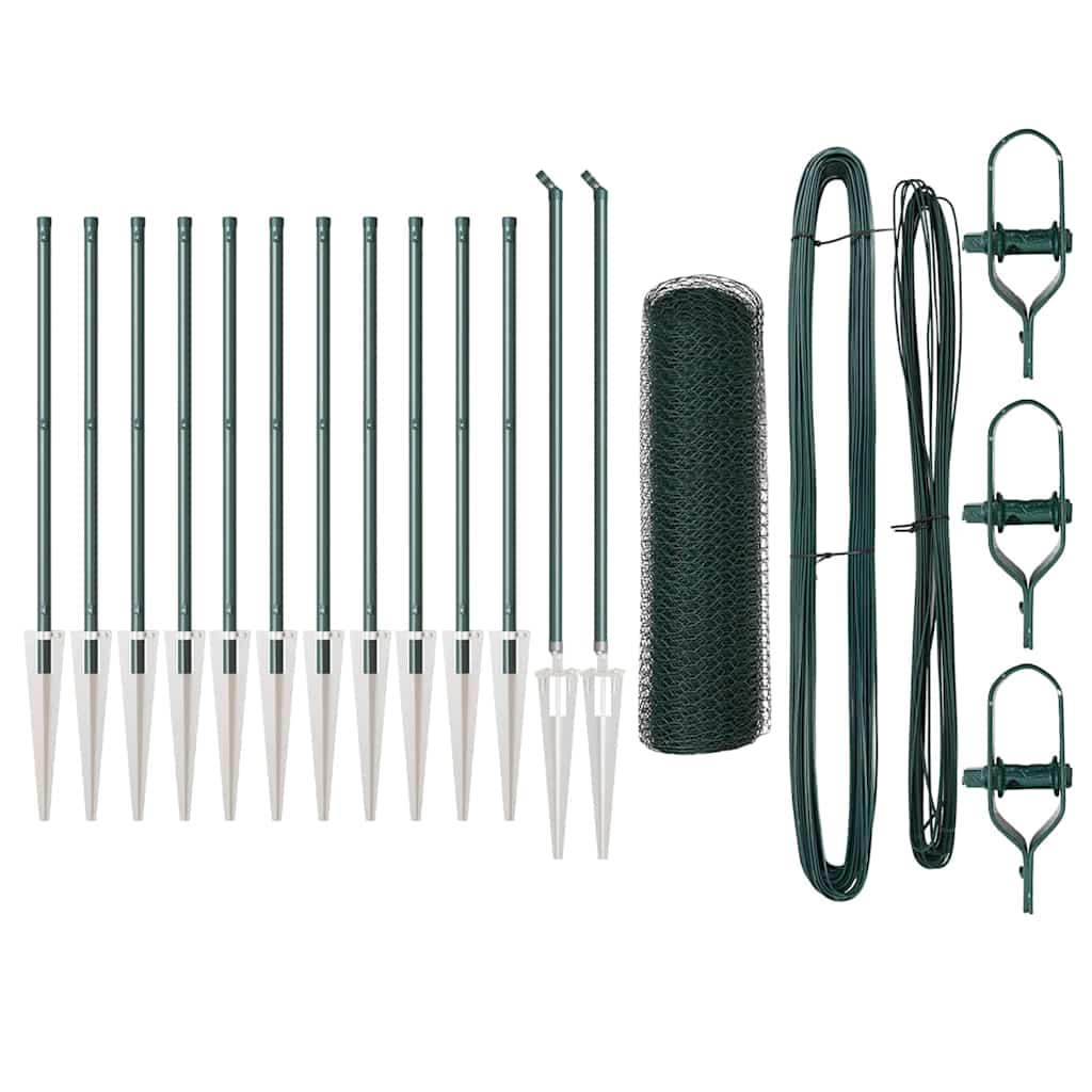 Vidaxl afrasteringspaal groen 25 x 0,4 m (13 mm gaas) staal en pvc