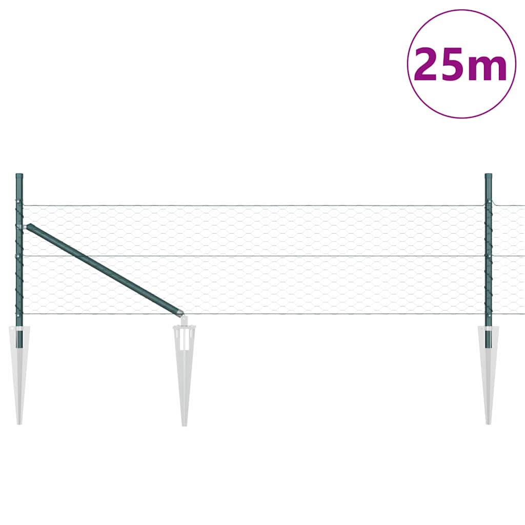 Vidaxl afrasteringspaal groen 25 x 0,5 m (36 mm gaas) staal