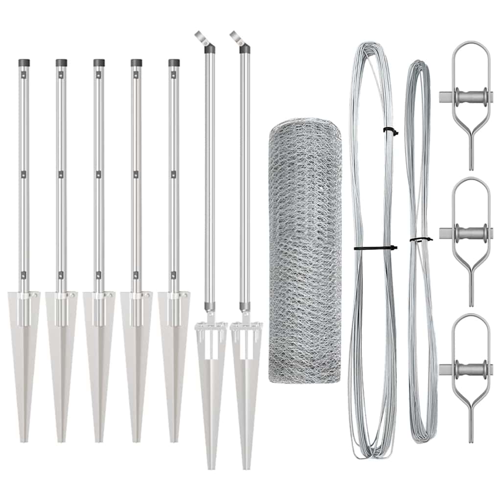 Vidaxl afrasteringspaal zilver 10 x 0,6 m (13 mm gaas) staal