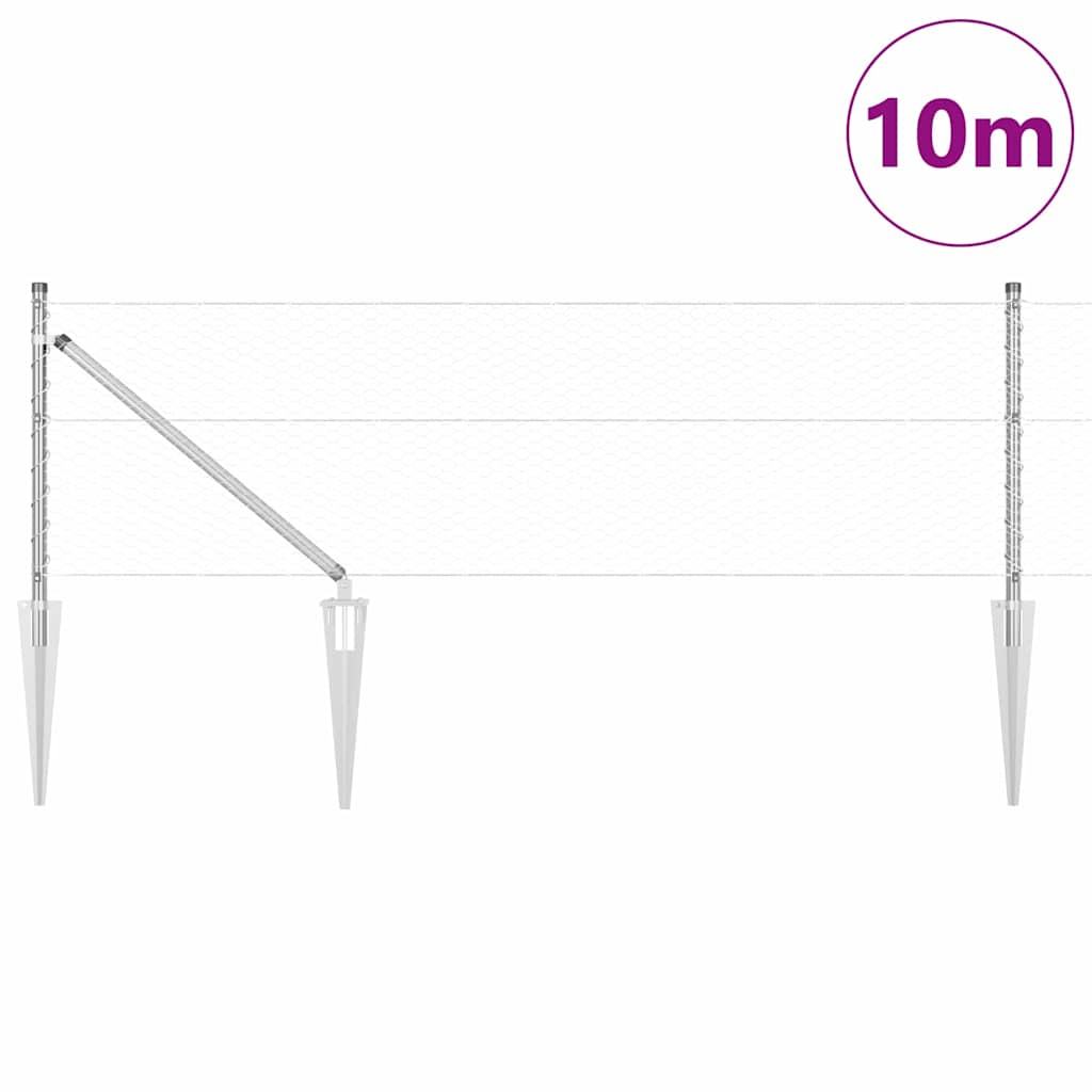 Vidaxl afrasteringspaal zilver 10 x 0,6 m (25 mm gaas) staal