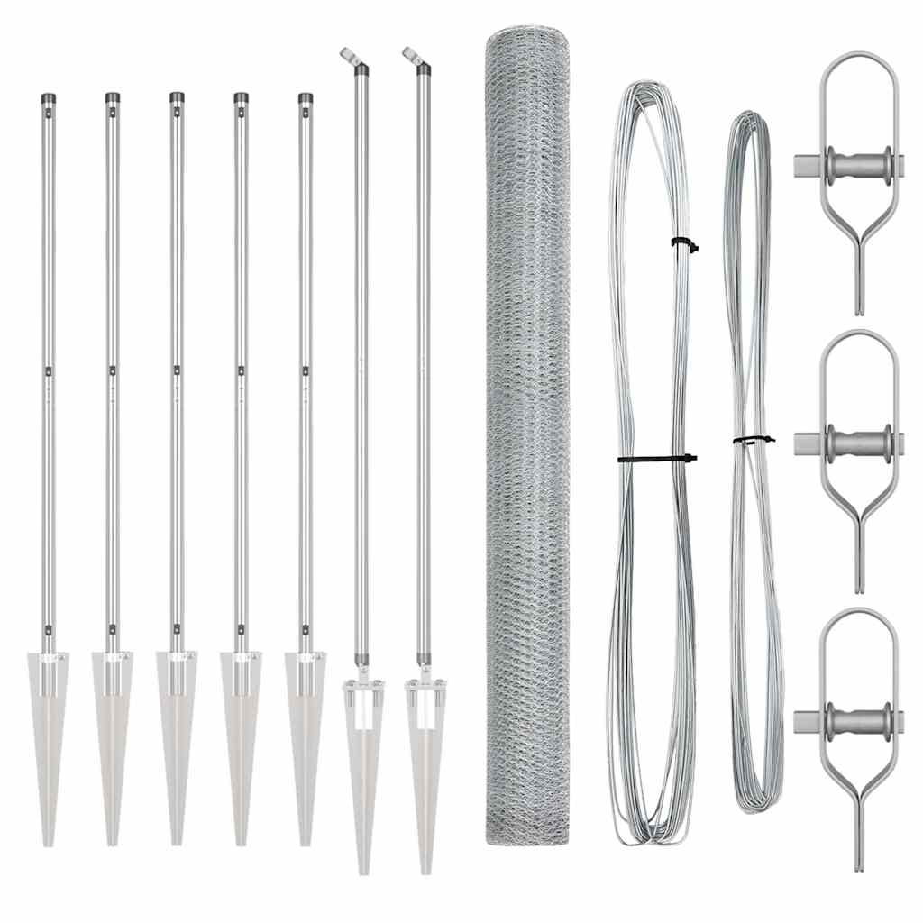Vidaxl afrasteringspaal zilver 10 x 1,5 m (13 mm gaas) staal