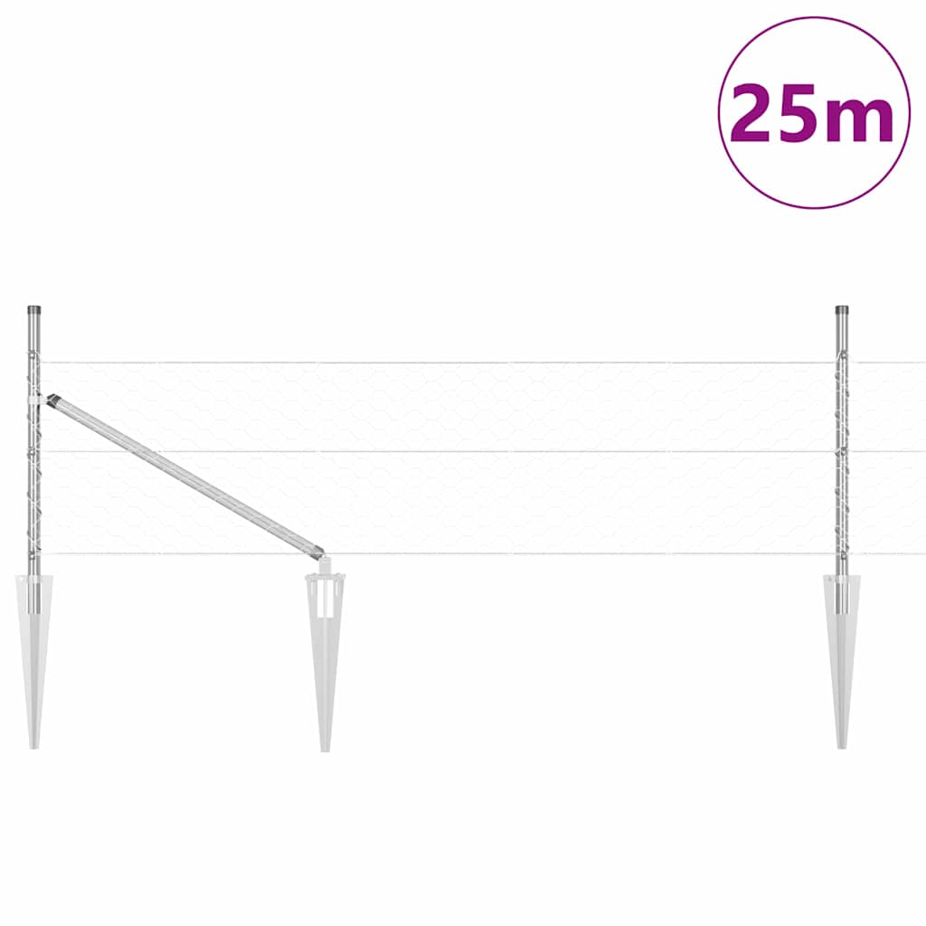 Vidaxl afrasteringspaal zilver 25 x 0,4 m (50 mm gaas) staal