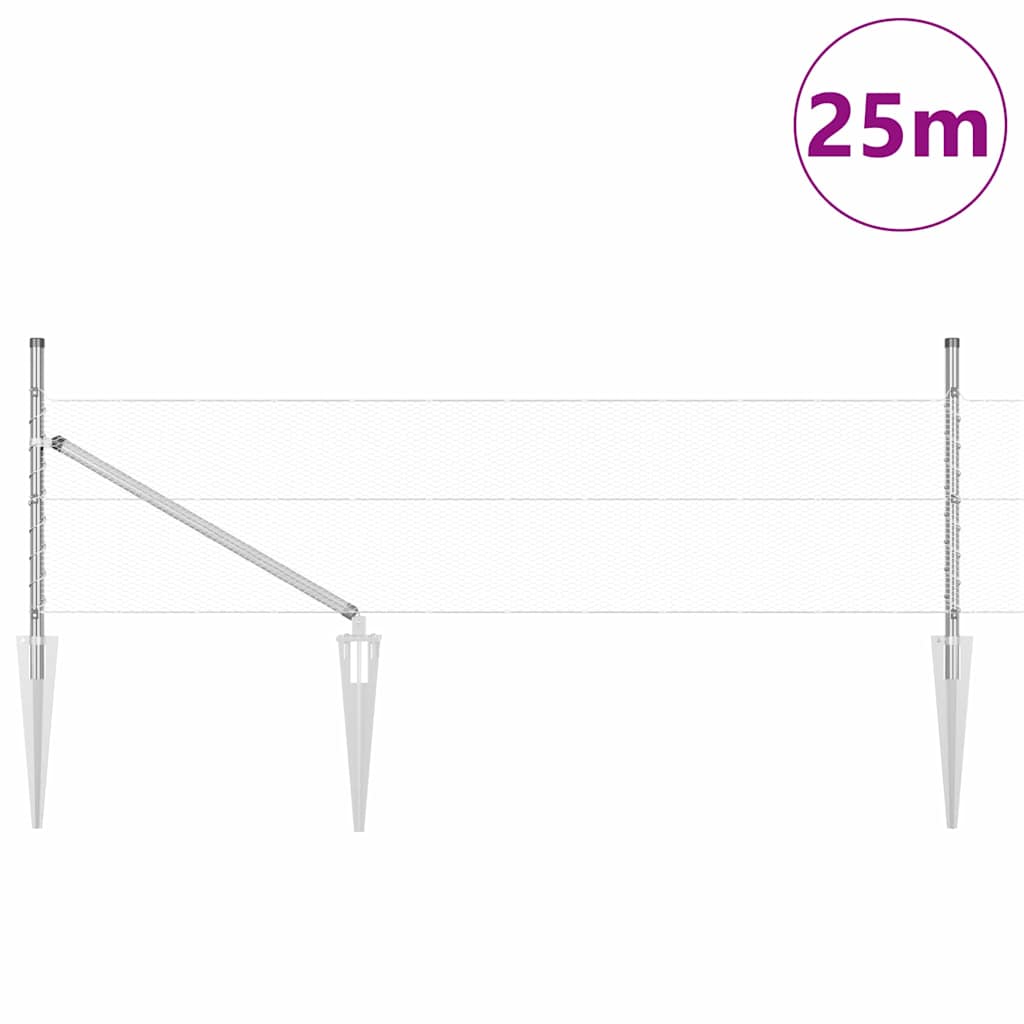 Vidaxl afrasteringspaal zilver 25 x 0,5 m (13 mm gaas) staal