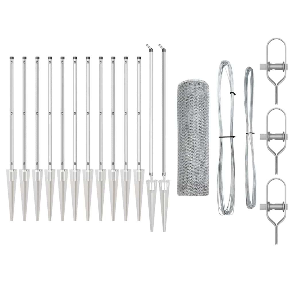Vidaxl afrasteringspaal zilver 25 x 0,8 m (13 mm gaas) staal