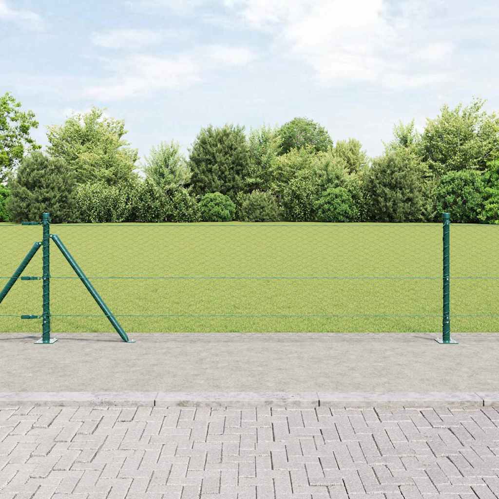Vidaxl afrasteringspaal groen 25 x 0,6 m (25 mm gaas) staal en pvc