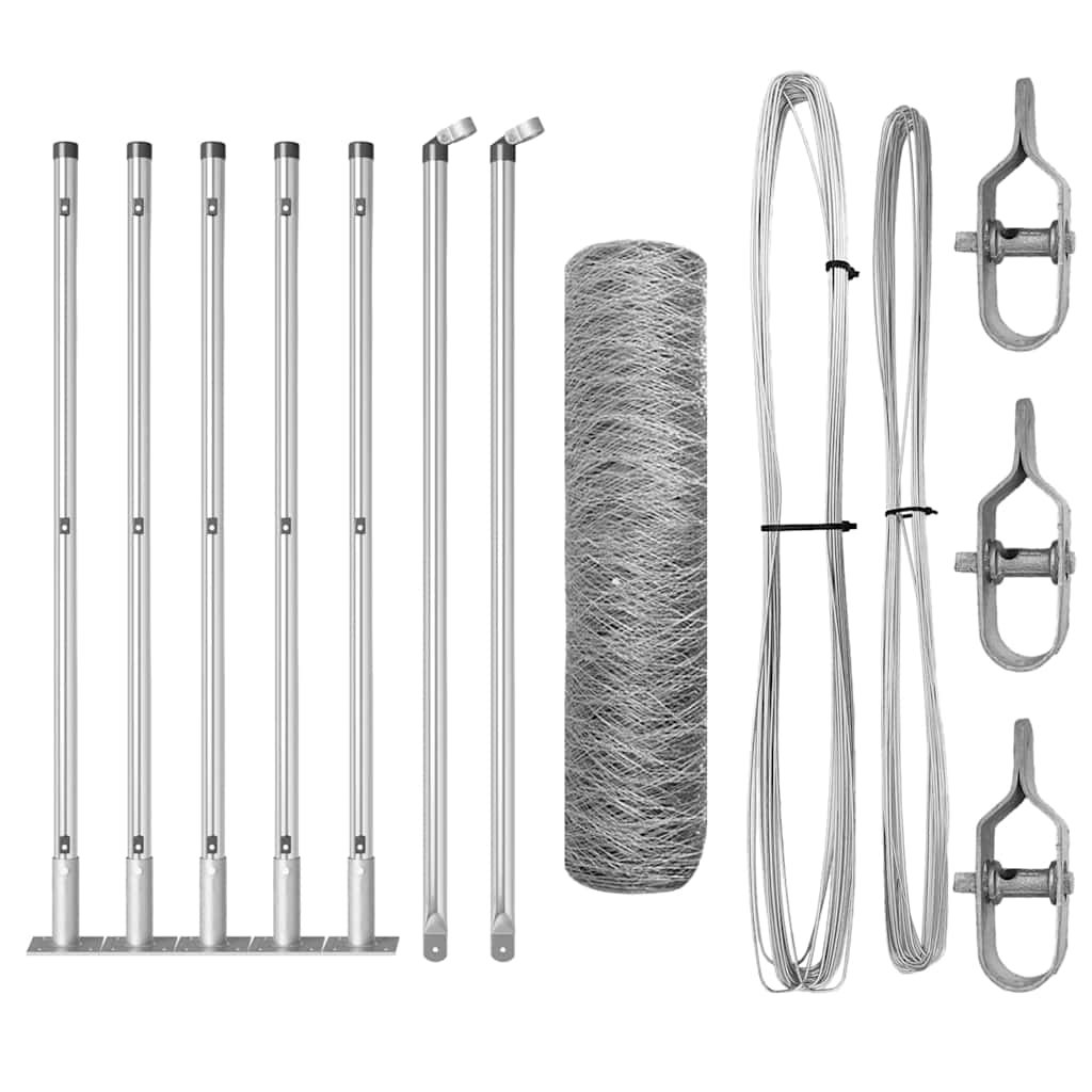 Vidaxl afrasteringspaal zilver 10 x 0,6 m (36 mm gaas) staal