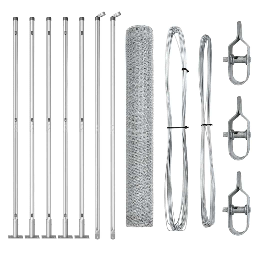 Vidaxl afrasteringspaal zilver 10 x 1,2 m (25 mm gaas) staal