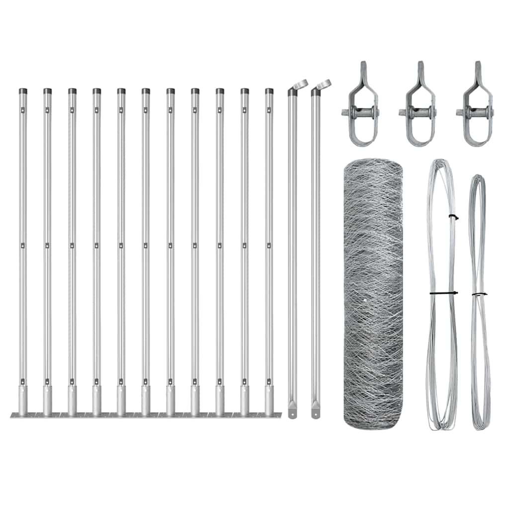 Vidaxl afrasteringspaal zilver 25 x 0,4 m (50 mm gaas) staal