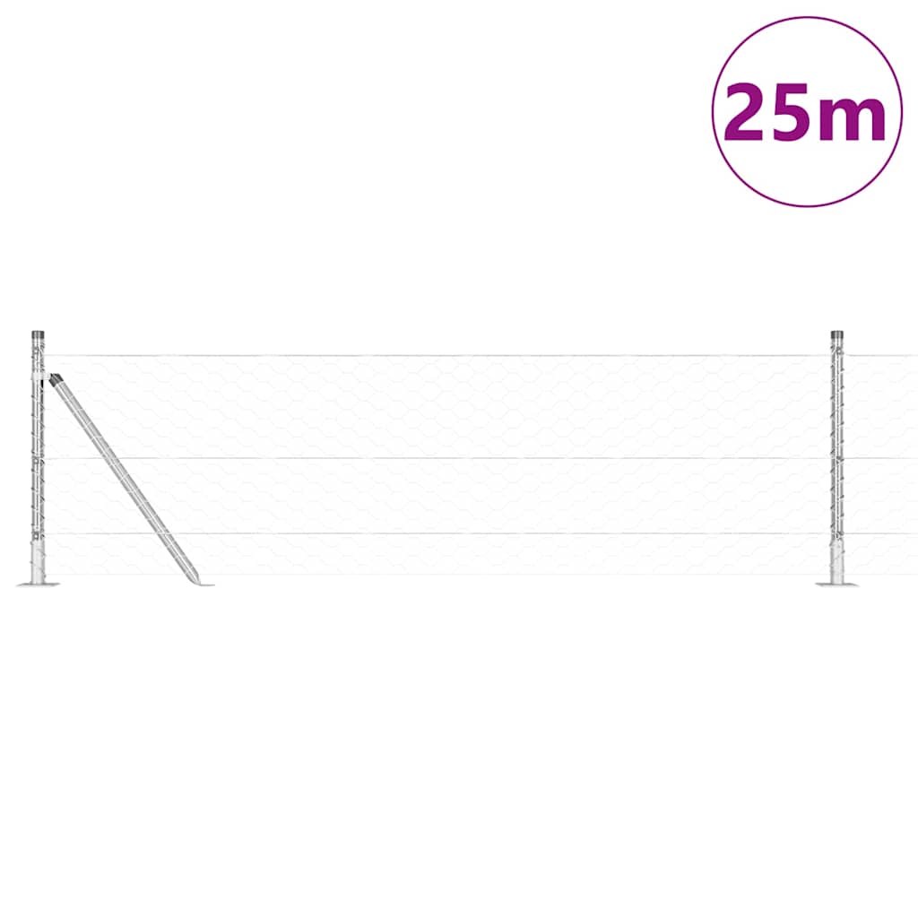 Vidaxl afrasteringspaal zilver 25 x 0,4 m (50 mm gaas) staal