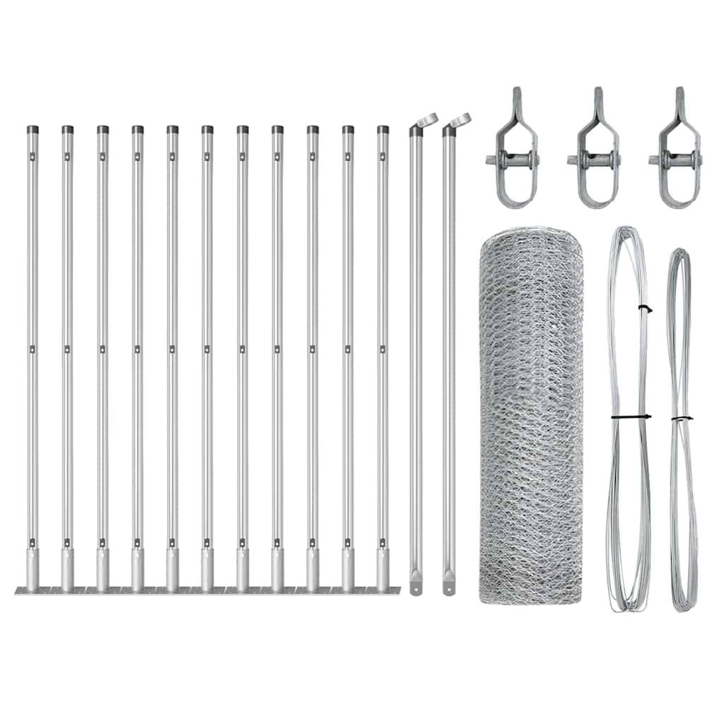 Vidaxl afrasteringspaal zilver 25 x 0,5 m (25 mm gaas) staal