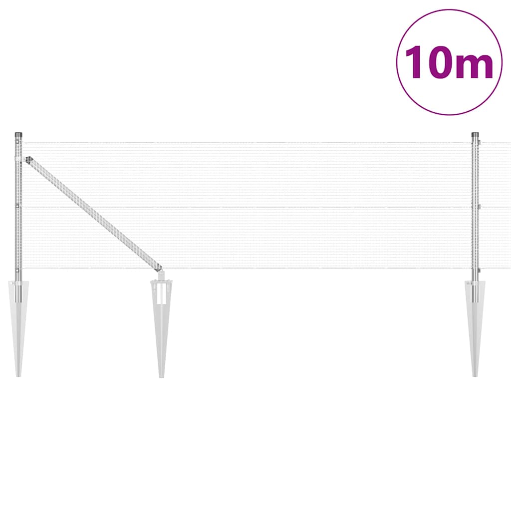 Vidaxl afrasteringspaal zilver 10 x 0,5 m (12 x 12 mm mesh) staal