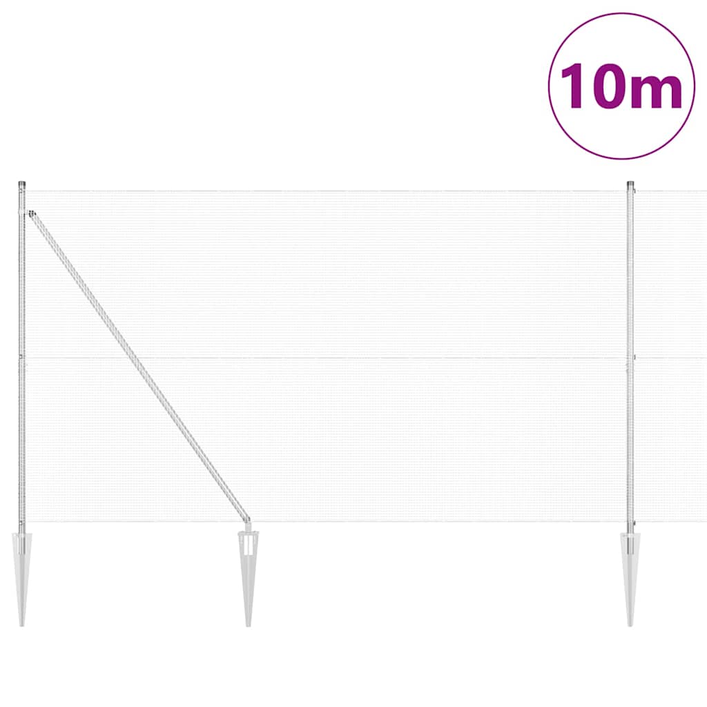 Vidaxl afrasteringspaal zilver 10 x 1,5 m (12 x 12 mm gaas) staal