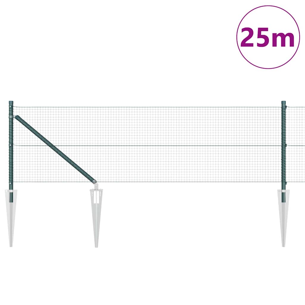 Vidaxl afrasteringspaal groen 25 x 0,5 m (19 x 19 mm mesh) staal