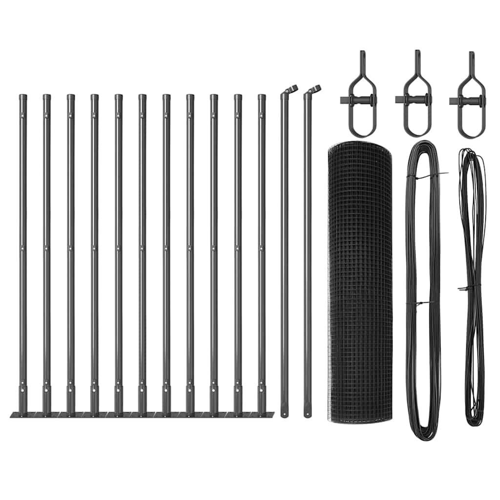 Vidaxl afrasteringspaal grijs 25 x 0,6 m (16 x 16 mm gaas)