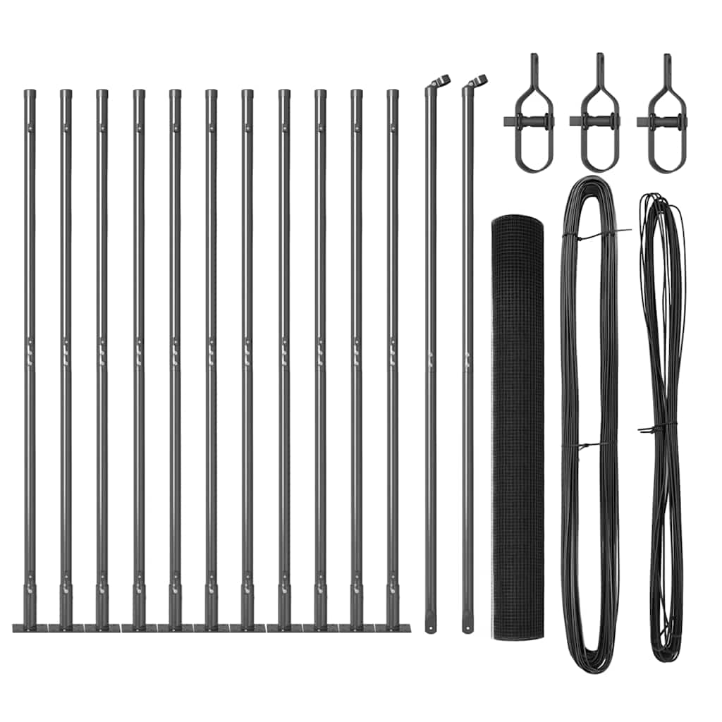 Vidaxl afrasteringspaal grijs 25 x 0,8 m (25 x 25 mm gaas)