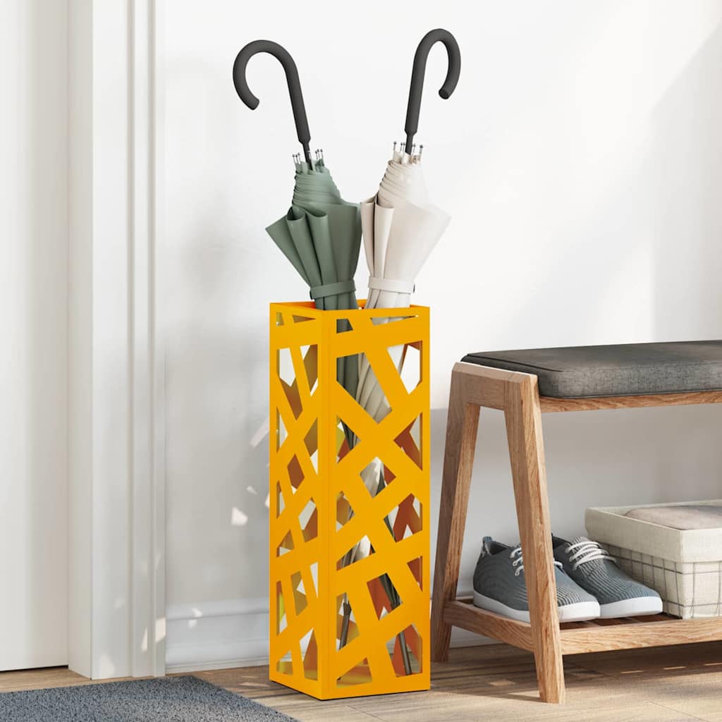 Vidaxl paraplu standaard mosterdgeel 15,5 x 15,5 x 49 cm metaal
