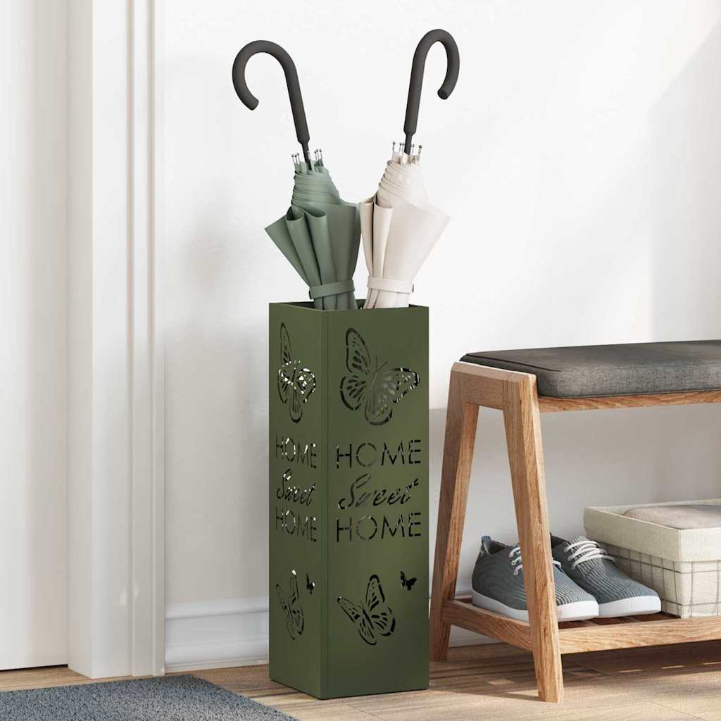 Vidaxl paraplu standaard olijfgroen 15,5 x 15,5 x 49 cm metaal