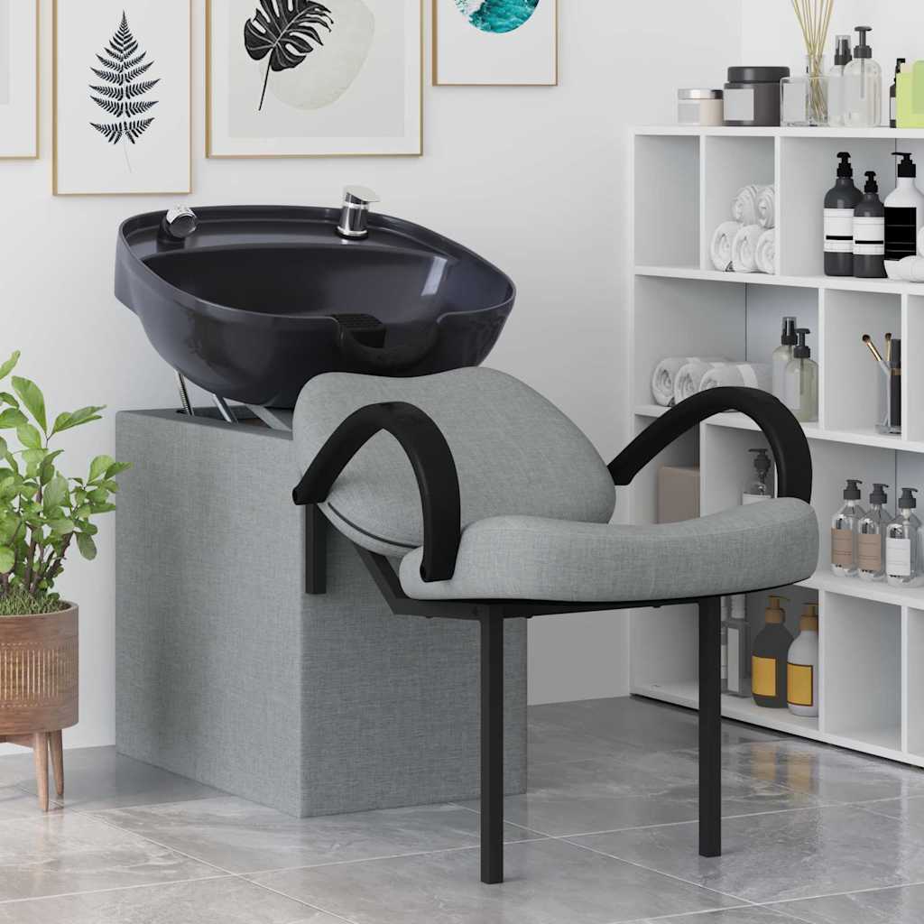 Vidaxl shampoo stoel lichtgrijs en zwart 63 x 141 x 92 cm stof