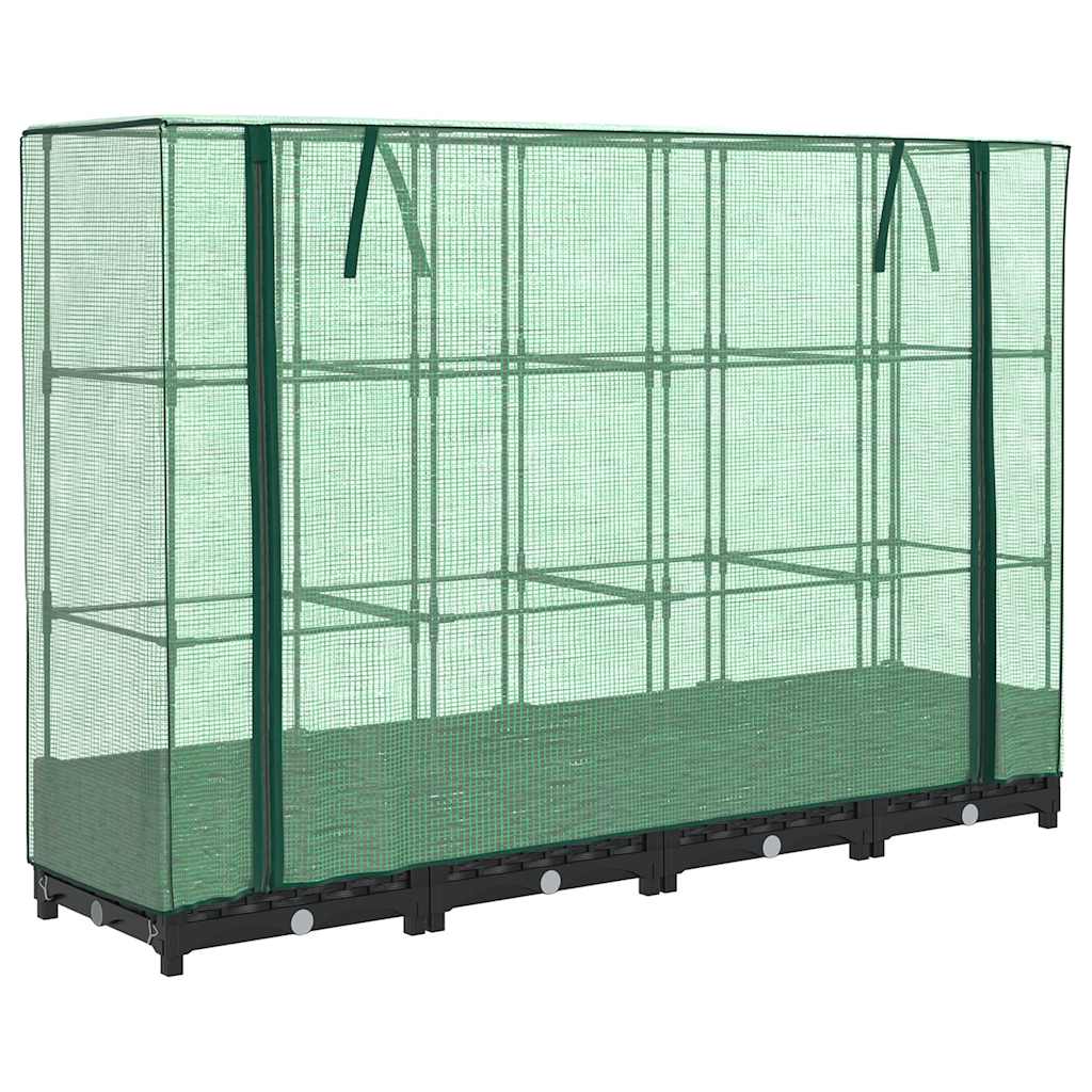 Vidaxx Pflanzkübel erhöht mit Gewächshausabdeckung 160x40x123 cm Rattanoptik