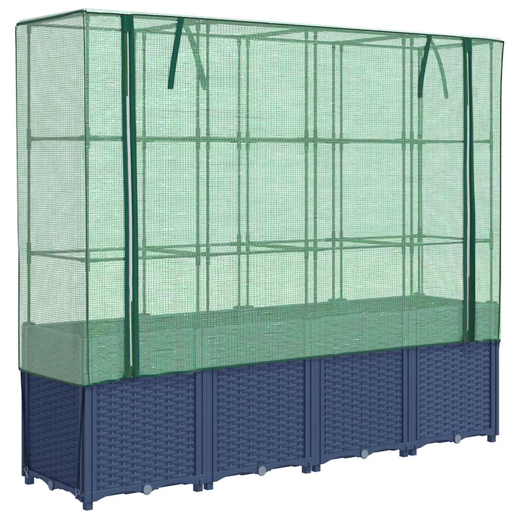VidaXL Pflanzkübel erhöht mit Gewächshausabdeckung 160x40x153 cm Rattanoptik