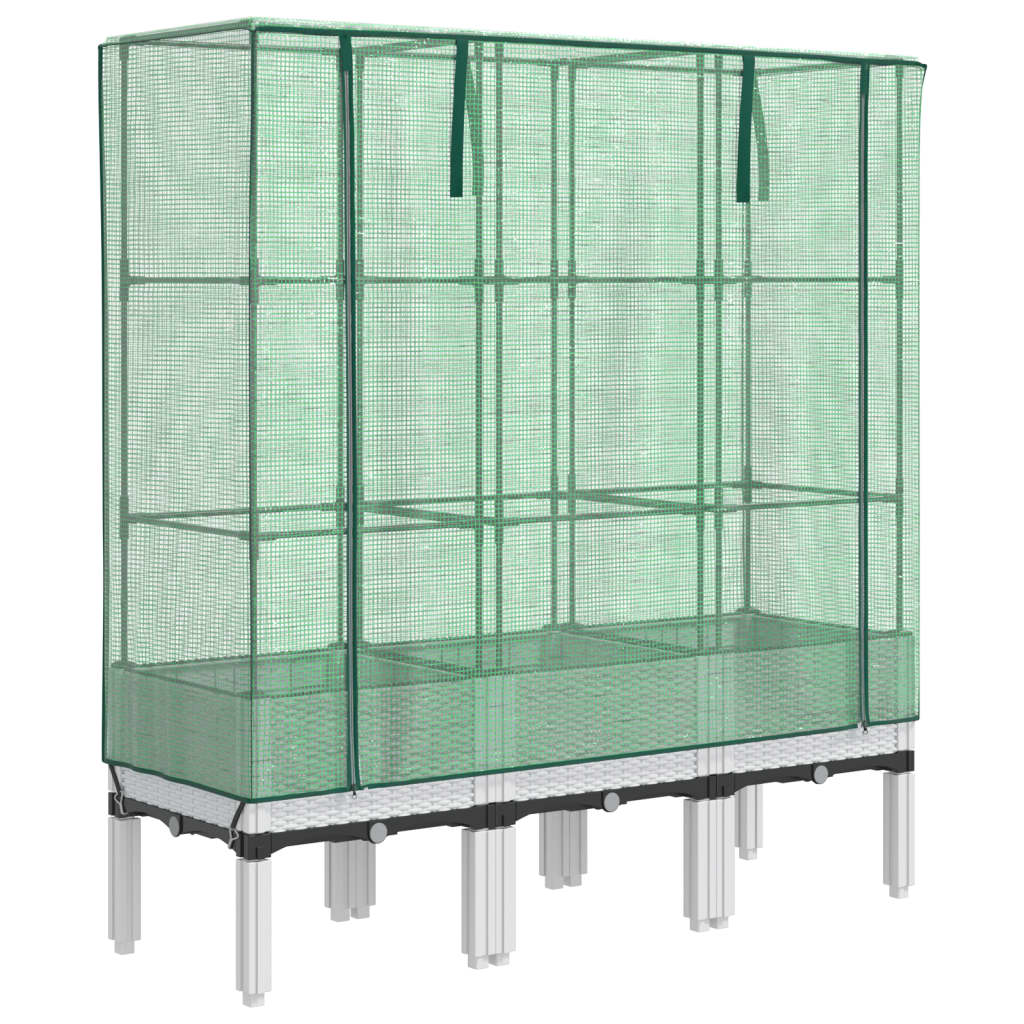 Vidaxx Pflanzkübel erhöht mit Gewächshausabdeckung 120x40x140 cm Rattanoptik