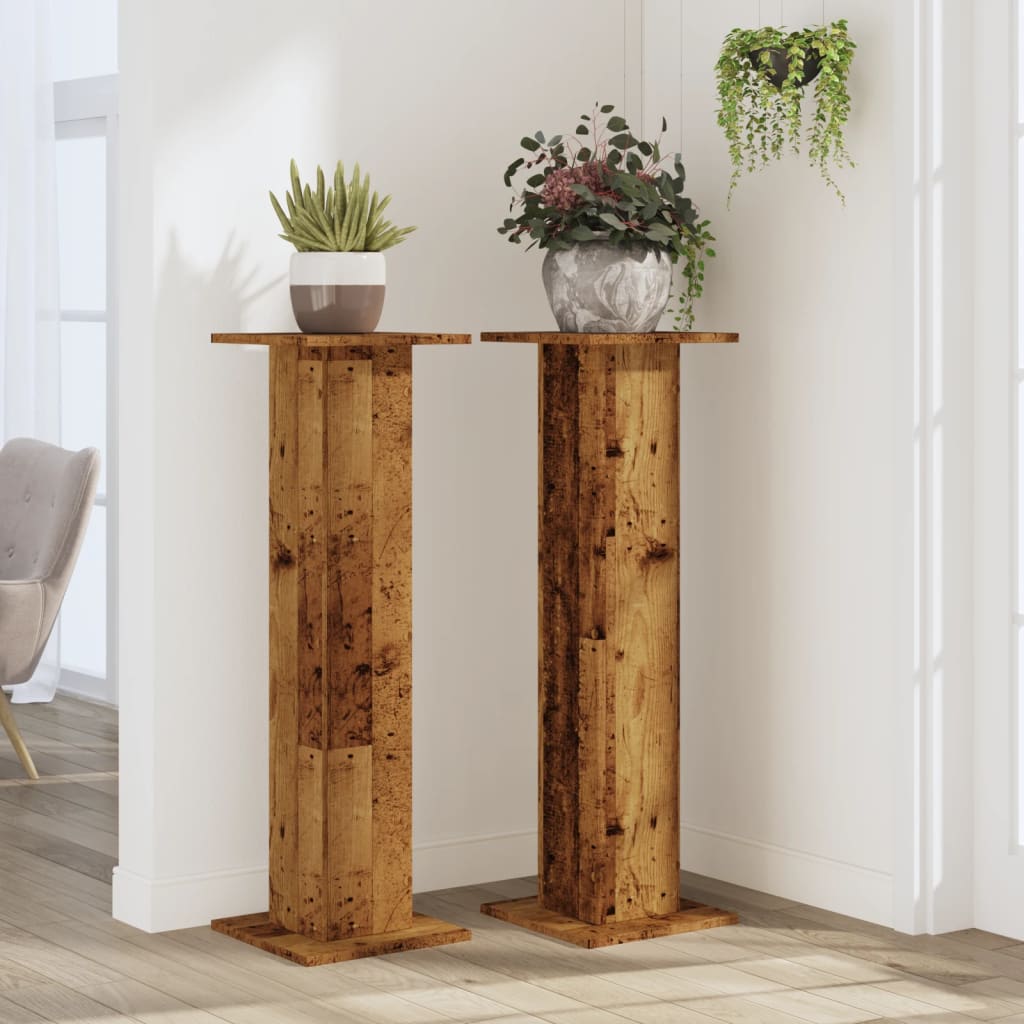 Vidaxxl Pflanzenständer 2 Stück 30x30x95 cm behandeltes Holz, altholzfarben