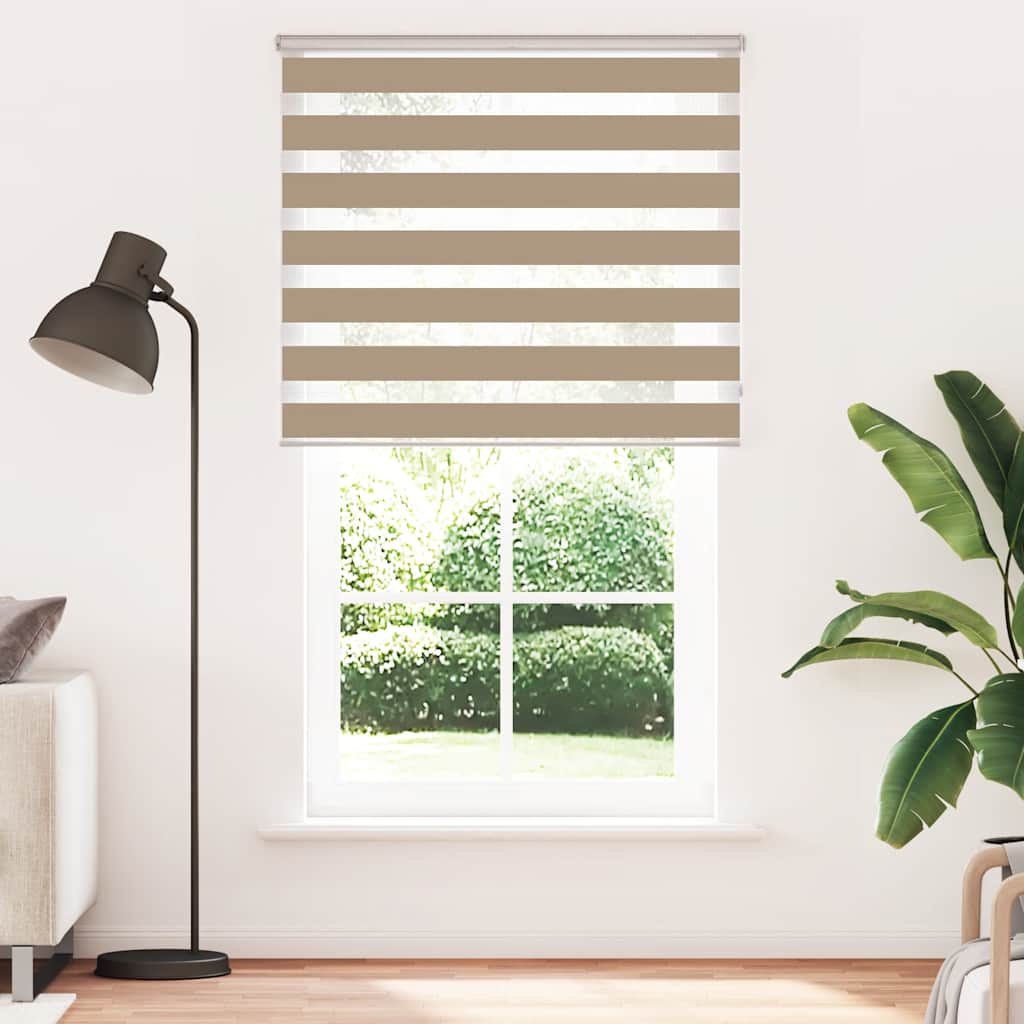 VidaXL Zebrarollo 130x200 cm Stoffbreite 125,9 cm Polyester Sandbraun