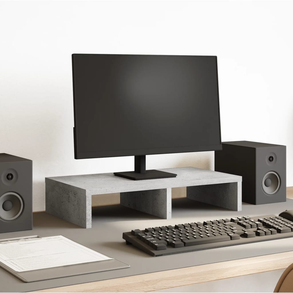 Vidaxxl Monitorständer 50x27x10 cm Holzwerkstoff Betongrau