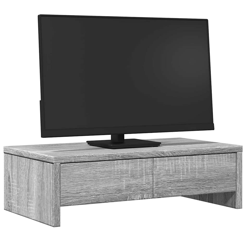 Vidaxxl Monitorständer mit Schubladen 50x27x15 cm Holzgrau Sonoma Eiche